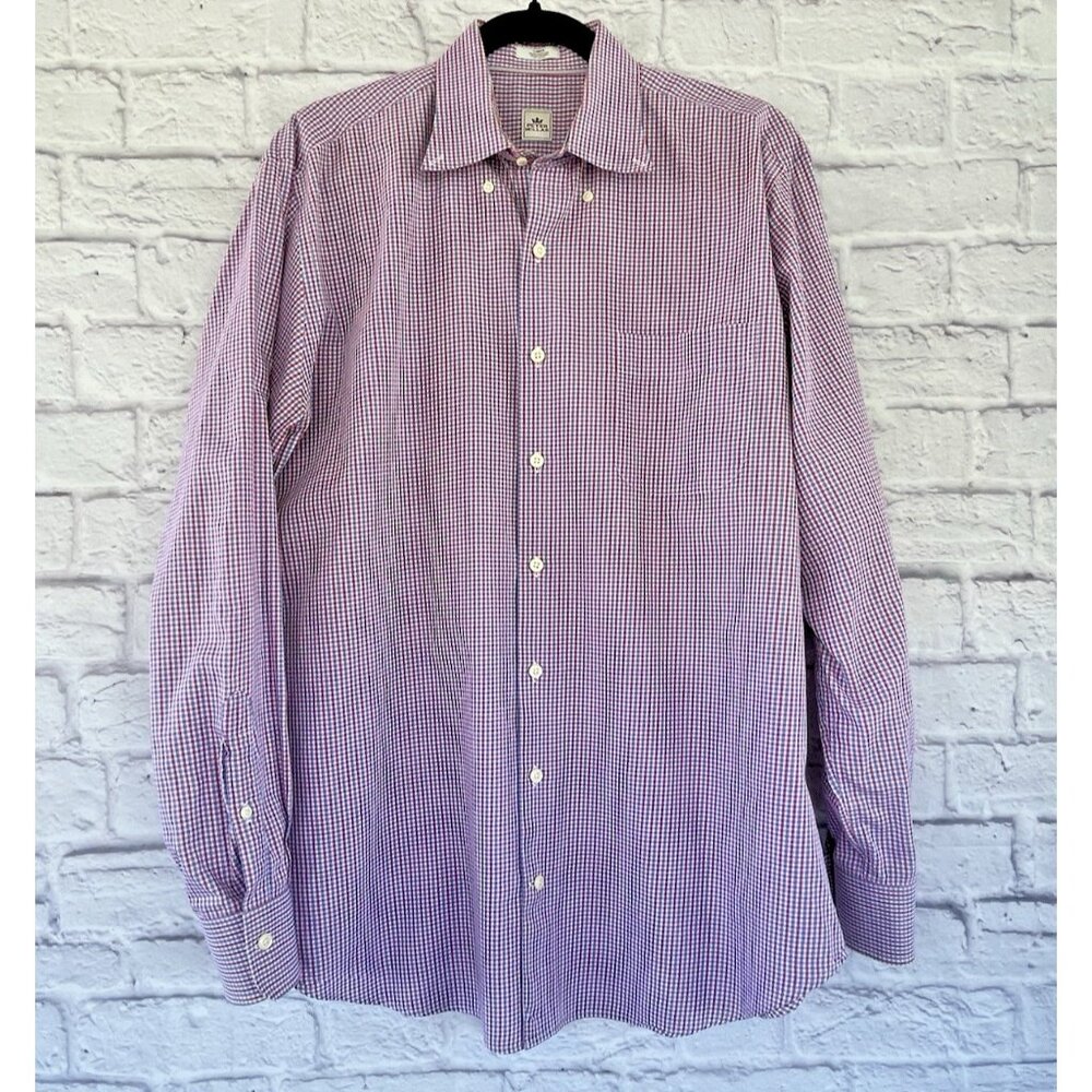PETER MILLAR Men's Long Sleeve Button Down Shirt Size Large 100% Cotton Plaid